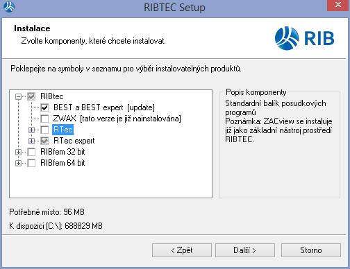 strana 33 Ukončení Prostředí automatických aktualizací Automatické aktualizace RIBTEC Přerušení stahování všech balíků V průběhu instalace lze běžným způsobem dle potřeby znovu upravit její konečný