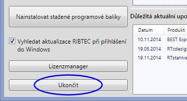 Po ukončení procesu instalace se prostředí automatických aktualizací opět aktivuje a zobrazuje aktuální stav. 2.