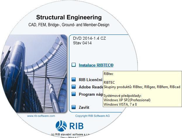 Vstoupíte tak do vlastní nabídky instalace produktů RIBTEC. Zde dále pokračujte volbou Instalace RIBTEC.