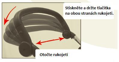 NASTAVENÍ RUKOJETI Abyste nastavili výšku rukojeti, stiskněte obě tlačítka umístěná na stranách rukojeti a nastavte rukojeť do jedné z poloh.