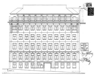 Svoboda / Praha stoletá (2) studie Obr. 3. Praha 2-Nové Město, čp. 285, Karlovo náměstí 19, Odborů 7, Antonín Belada, 1921.