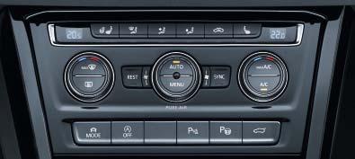 Klimatizace Climatronic s třízónovou regulací a antialergenním filtrem automaticky zajistí v prostoru automobilu čistý vzduch a příjemné klima bez negativního vlivu na zdraví.