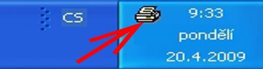 Na spodní liště ve Windows se po krátké časové prodlevě objeví symbol Tiskového manažera (Printman).