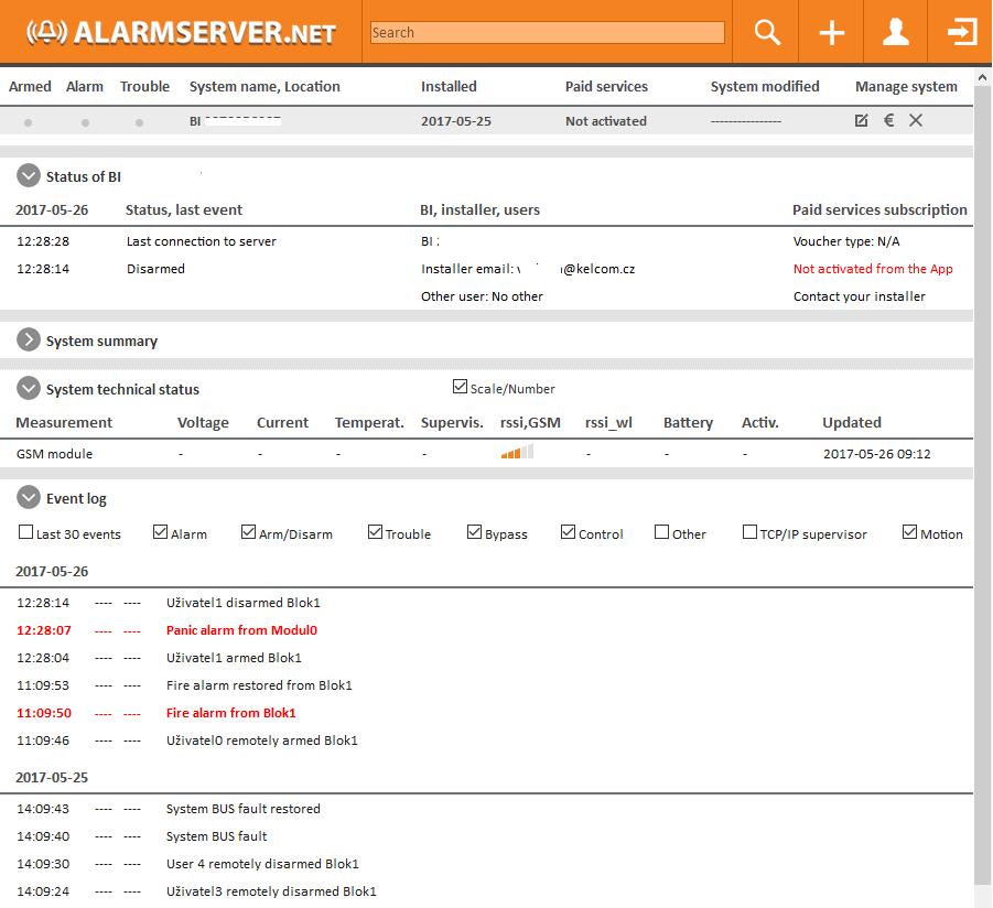 GSM komunikátor ALARMSERVER.