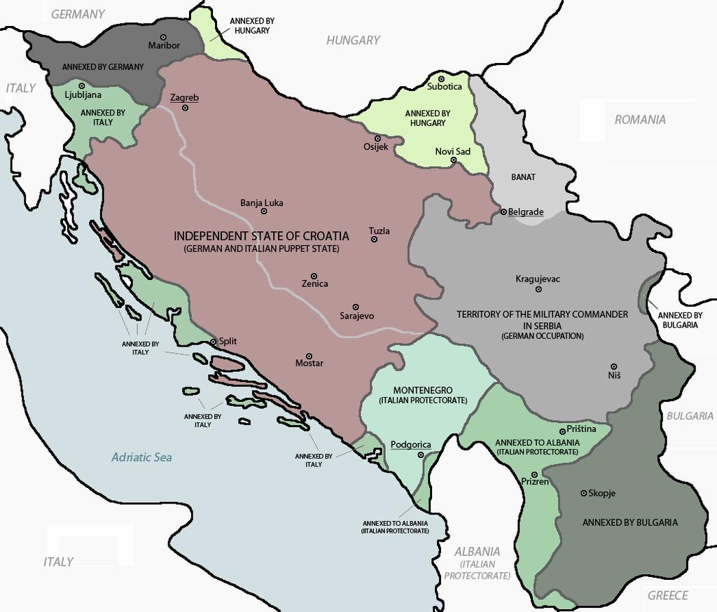 53 Příloha č. 3 Mapa Jugoslávie za 2.