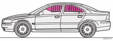 Bezpečnost Hlavový airbag (IC) Vlastnosti Hlavové airbagy doplňují SIPS systém. Hlavové airbagy jsou skryty v čalounění stropu na obou stranách vozu.