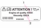 Technické údaje Objemy provozních náplní Štítek s motorovým olejem 1. specifikace oleje 2.