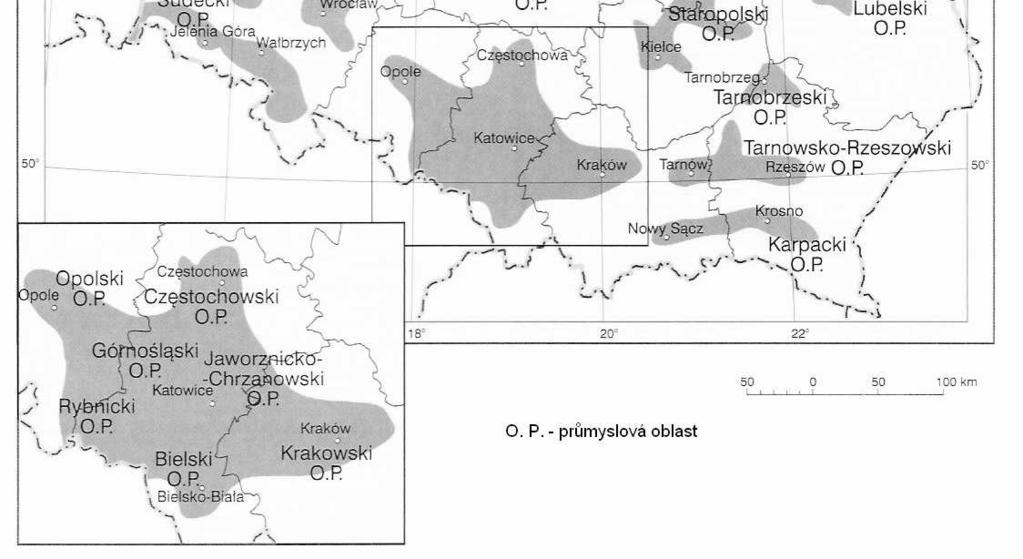 Obr. 40 Průmyslové oblasti v Polsku (Zdroj: Mordawski J., Wiecki W.: Geografia Polski, Operon, Gdyně 2004) 12.2 Těžební průmysl Černé uhlí Polsko disponuje značnými ložisky černého uhlí.