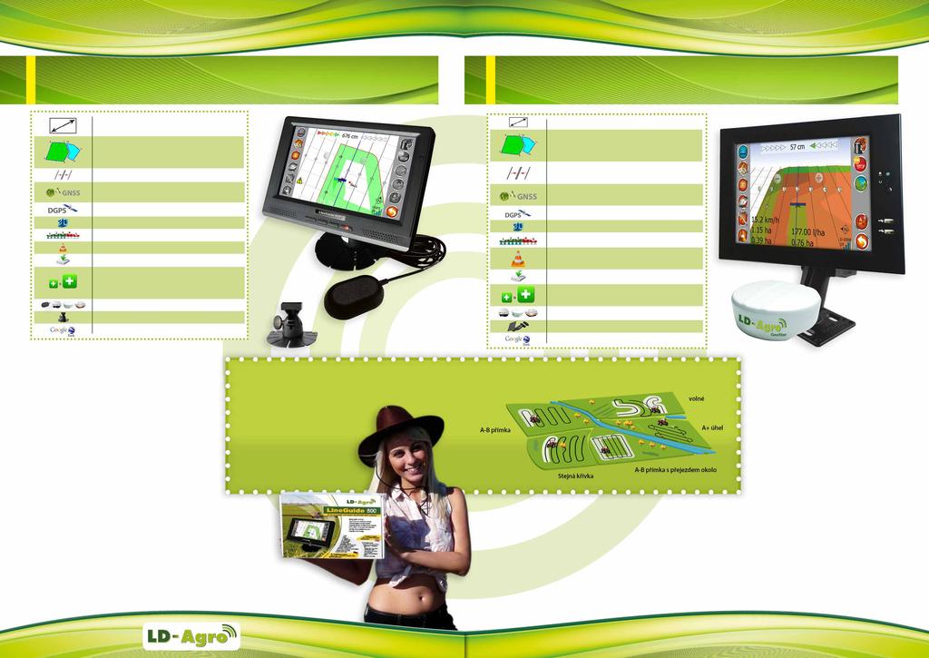GPS naváděcí systémy GPS naváděcí systémy LD-Agro - LineGuide 800 Nejpřesnéjší napojení řádku a přesné navádění i na úvratích.