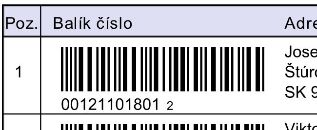 Výstup však musí odpovídat dále uvedeným parametrům (velikost, obsah, čitelné čárové kódy, atd.).