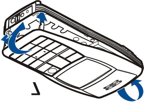 4. Vyrovnejte vrchol pøedního krytu s vrcholem telefonu a stisknìte pøední kryt, aby dosedl na místo (7). 5. Nainstalujte baterii a nasaïte zadní kryt.