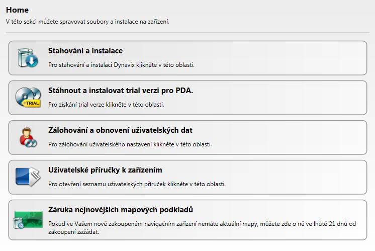 4. Dynavix Manager Po úspěšné registraci zařízení se dostaneme k samotné aplikaci Dynavix Manager.