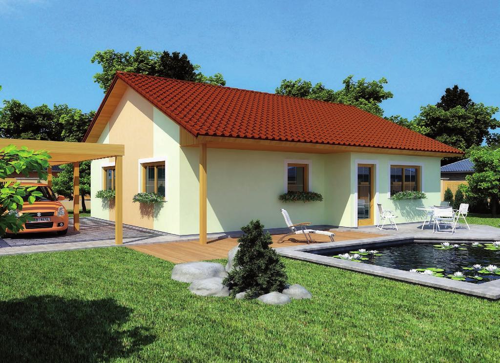 Bára 10. Přízemní rodinný dům se sedlovou střechou.