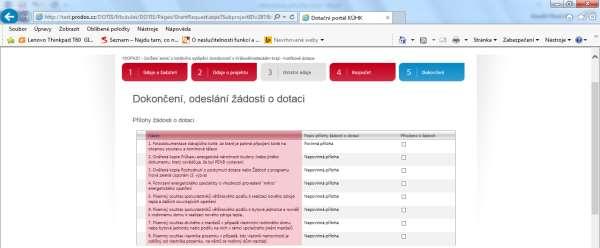 Zakliknutím volby ANO na závěr žadatel stvrdí souhlas s čestným prohlášením.