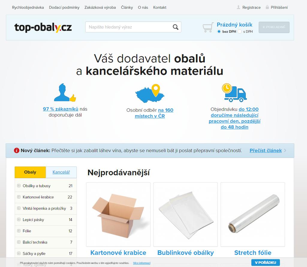 3.2 Proces objednávky 3.2.1 Proces objednávky z pohledu zákazníka Zboží poskytované společností Secupack, s.r.o. lze objednat na webových stránkách www.top-obaly.cz.