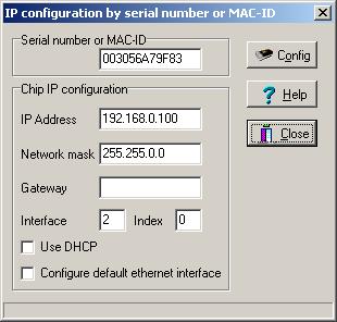 Návod k obsluze systému měření a regulace H-Control Obr. 3Chiptool: Nastavení IP adresy Bližší informace o nastavení IP adres je popsáno v dokumentu: Návod k instalaci H-Control TP12109NI_CZ".