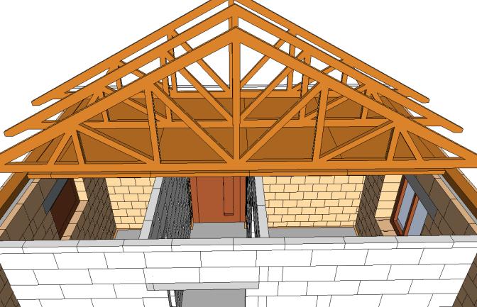 Z jednoho kusu OSB desky si nařežte boční desky dle zbývající mezery. Pro řezání desek použijte zalamovací nůž. Krov ještě nevracejte do modelu.