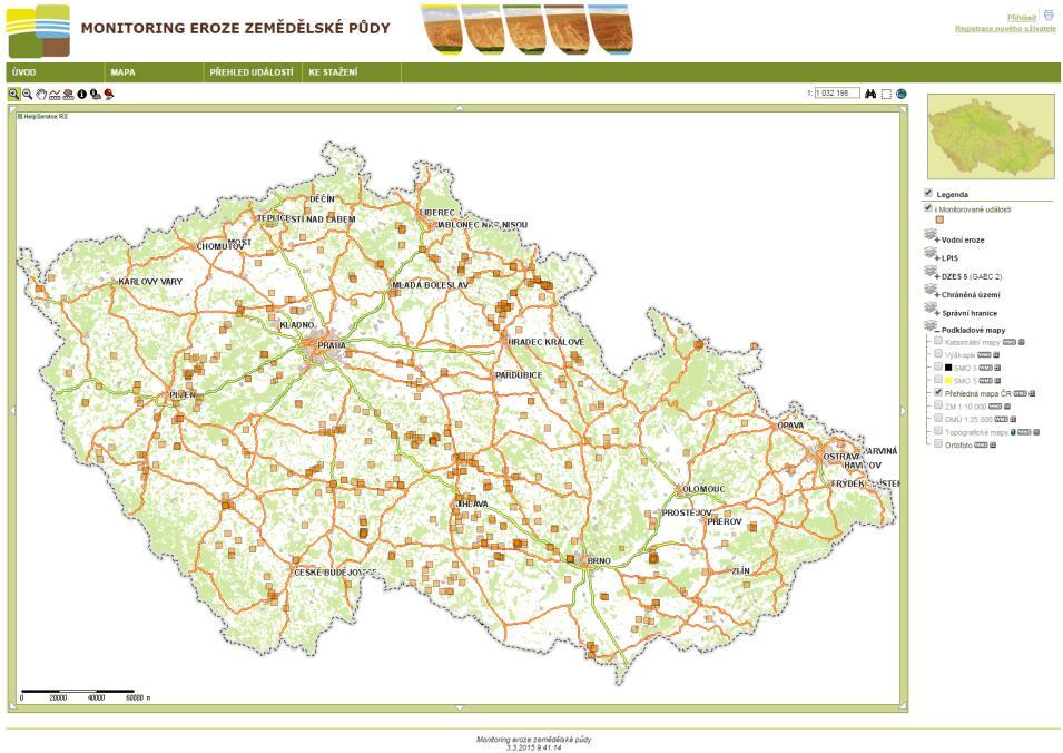 Činnost oddělení Monitoring eroze