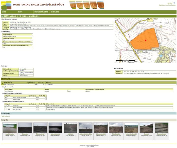 portálu Monitoring eroze zemědělské