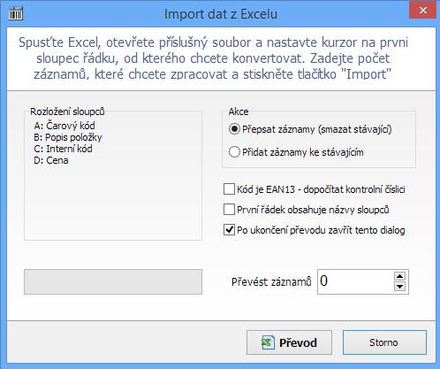 Po skončení importu se dialog buď zavře (vypnuta volba Po ukončení převodu zavřít tento dialog) a uživatel může načtená data upravit případně vytisknout nebo zůstane otevřen a je připraven k importu