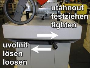 9. Nastavte rychlost klesání ramene. 10. Po uříznutí zavřete regulační ventil klesání a rameno zvedněte do horní polohy. 11. Odstraňte přířez.