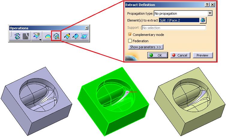 UTB ve Zlíně, Fakulta technologická 67 Complementary mode option. Výsledkem jsou všechny plochy tělesa, kromě plochy vybrané.