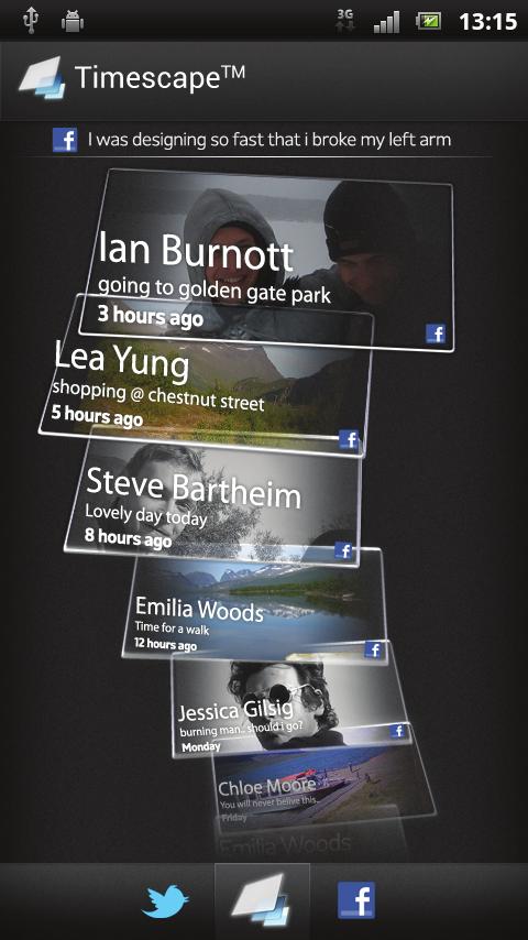 Timescape Aplikace Timescape shromažďuje veškerou komunikaci do integrovaného zobrazení.