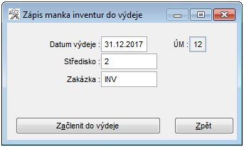 rozdíly, lze veškeré přebytky či manka naskladnit nebo vydat prostřednictvím jedné příjemky či výdejky tlačítka Generace manka do výdeje a Generace přebytků do příjmů vytvoří z manka výdejku a z