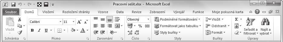 1.3 Nástroje pro ovládání aplikací Všechny aplikace MS Office 2010 se ovládají stejnými nástroji.