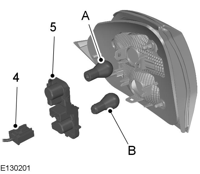 4. Odpojte elektrický konektor. 5. Vyjměte držák žárovky. 6.