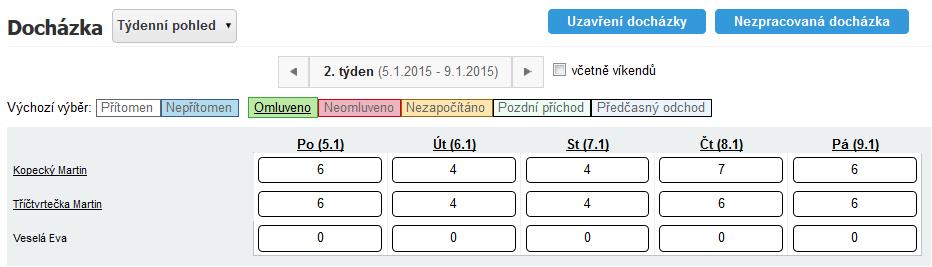 Po aplikaci tohoto nastavení bude dotyčný žák zcela eliminován ze všech předmětů v záznamu Docházky a Třídní knihy.