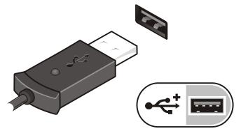 3. Připojte zařízení USB, například myš nebo klávesnici (volitelné). Obrázek 5. Konektor USB 4. Otevřete displej počítače a stisknutím tlačítka napájení počítač zapněte. Obrázek 6.