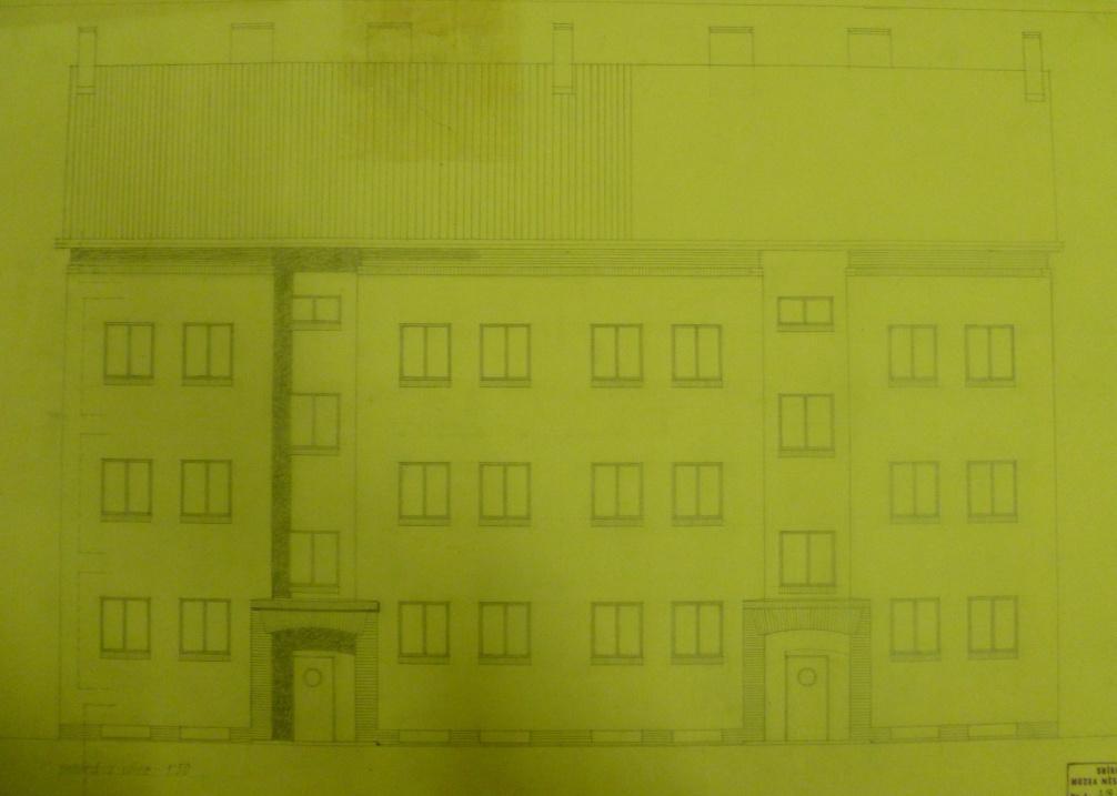 Nerealizovaný návrh na stavbu obytných domů s malými byty, Bohuslav Fuchs,