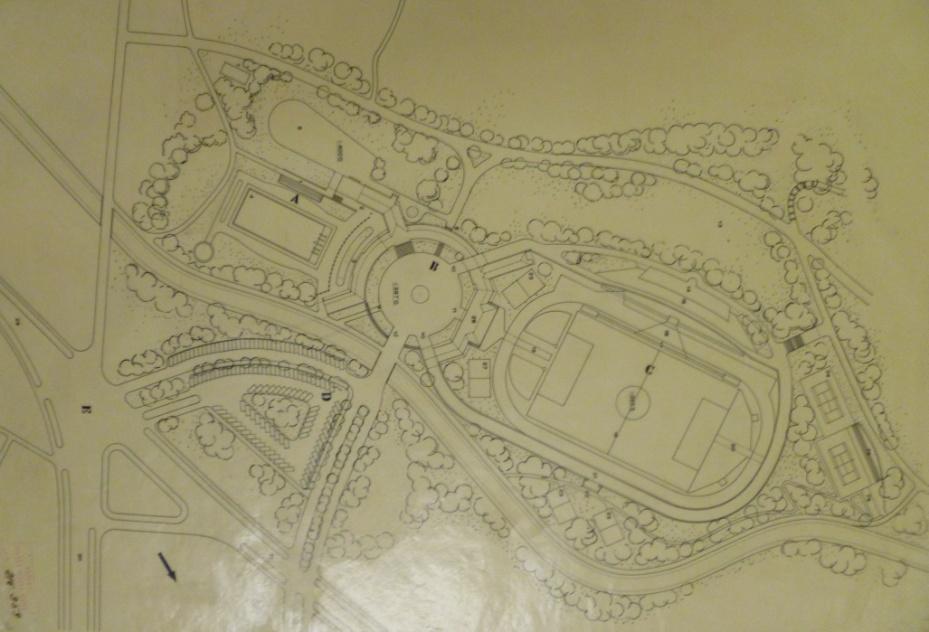 46. Nerealizovaná studie městského stadionu a lázní, Bohuslav Fuchs, 1941