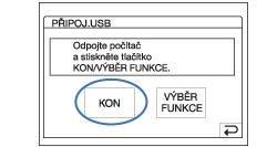 Poznámky Neodpojujte kabel USB, pokud svítí indikátor přístupu. Před vypnutím videokamery musíte odpojit kabel USB.