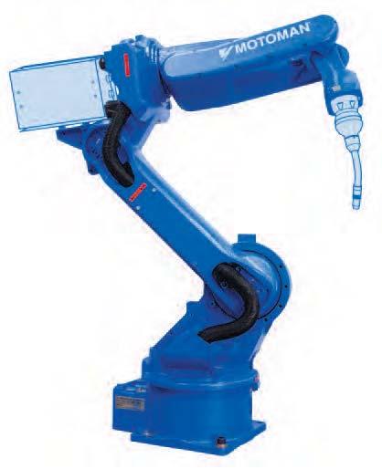 Priemyselný robot MOTOMAN EA 1400N určený na zváranie riadený v 6-tich osiach, motor AC s prevodmi a enkodérom, brzdy v hlavných osiach, konštrukcia ramena umožňuje zabudovanie zváracieho horáku,