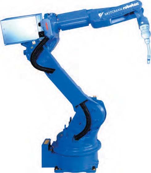 Priemyselný robot MOTOMAN EA 1900N určený na zváranie riadený v 6-tich osiach, motor AC s prevodmi a enkodérom, brzdy v hlavných osiach, konštrukcia ramena umožňuje zabudovanie zváracieho horáku,