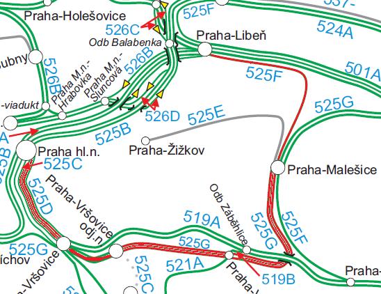 krátké doby na obrat výchozí z ŽST Praha Masarykovo nádraží (přesun cestujících z ŽST Praha hl. n. do ŽST Praha Masarykovo nádraží by byl zajištěn prostředky MHD). 2.4.