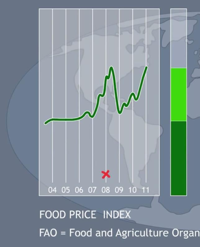 Potravinová bezpečnost Mezi lety 2006-2009 se zvýšil Index cen potravin o 71 % Index cen potravin FAO je ukazatel sledující měsíční změny mezinárodních cen skupiny