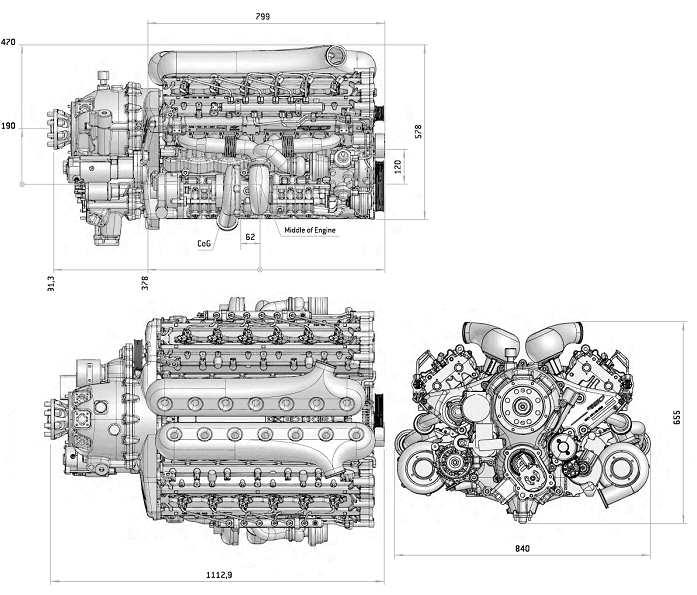 Obr. 11, Motor RED A03 V12 400 280 350 270 300 260 Výkon [kw] 250 200 150 100 250 240 230 220 Měrná spotřeba [g/kwh] 50 210 0 200