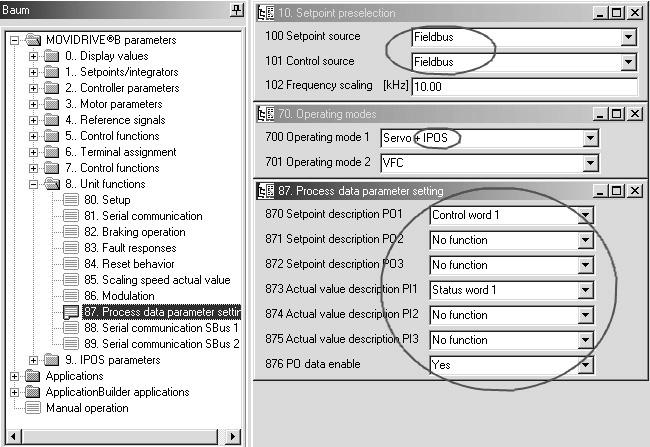 8 I 0 Motion Control přes EtherCAT Nastavení v měniči MOVIDRIVE B pomocí programu MOVITOOLS MotionStudio Aby nevznikala příliš velká zrychlení u delších regulačních intervalů (> 1 ms), nepřebírá se
