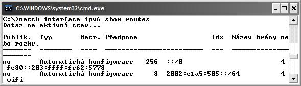 Možností konfigurace je několik, ale zůstaneme u novějšího nástroje netsh a starší nástroj ipv6 necháme být.