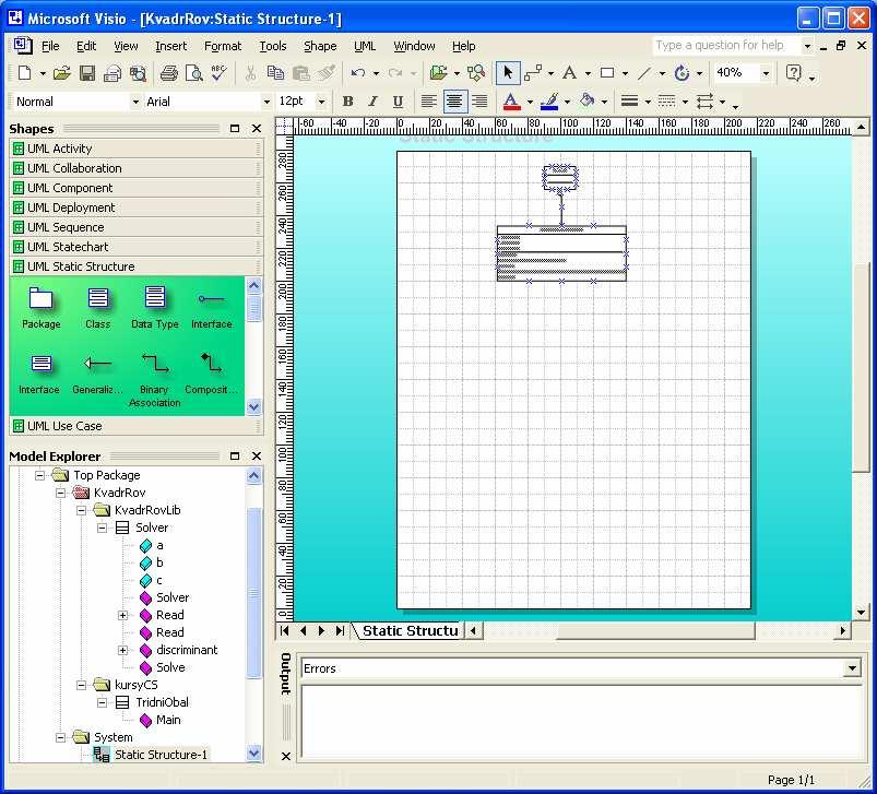 2 Vhodným nástrojem (nap ř. MS Visio, které je souč ástí Visual Studia.Net Architect) lze z tohoto diagramu vygenerovat kostru zdrojového kódu.
