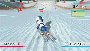 Příloha č. 9: Terapie s využitím Nintendo Wii popis her pro první část Hra začíná v podřepu, ze kterého vyjíždí skokan na lyžích.