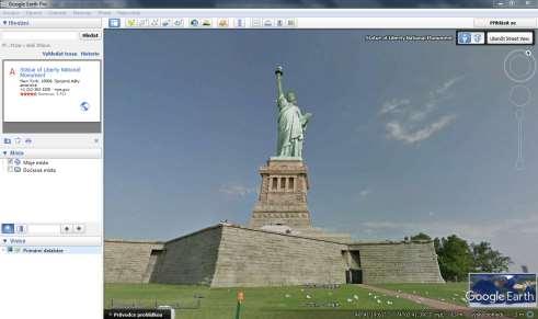 3.2 Měsíc Obrázek 5 Socha Svobody v New Yorku v USA v režimu Street View [18] S funkcí Měsíc v aplikaci Google Earth se můžeme vydat na