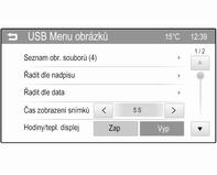 38 Externí zařízení Prohlížení prezentace Pro prohlížení obrázků uložených na USB zařízení formou prezentace stiskněte tlačítko t. Stiskněte obrazovku a ukončete prezentaci.