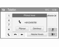 52 Telefon Zobrazí se zpráva s číslem telefonu nebo jménem volající osoby (je-li k dispozici).