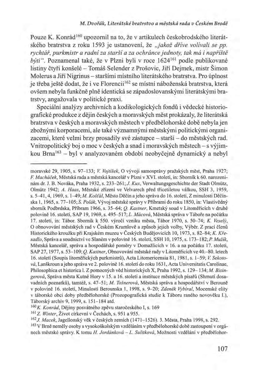M. Dvořák, Literátské bratrstvo a městská rada v Českém Brodě Pouze K.