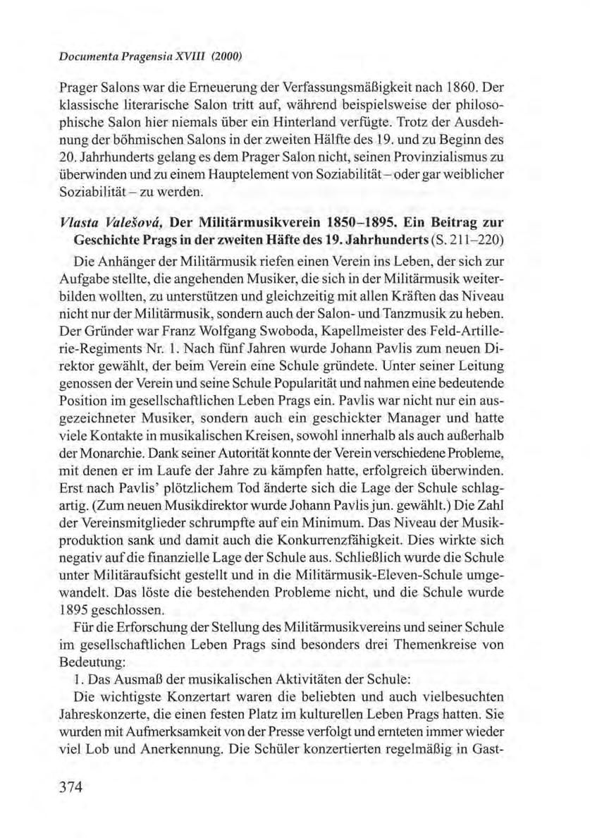 Documenta Pragensia XVIII (2000) Prager Salons war die Emeuerung der Verfassungsmii13igkeit nach 1860.