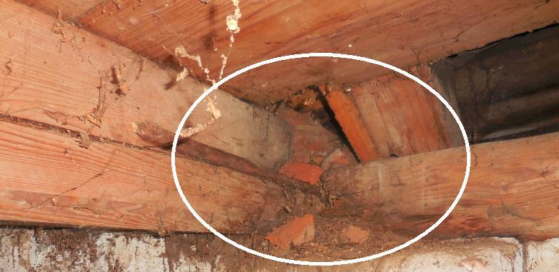 Kontrolou nebyla nalezena žádná zásadní poškození. Avšak u prvku stropního trámu s označením 1.1 (viz. kapitola 5.3.1.1) bylo hmatově zjištěno povrchové poškození dřeva.